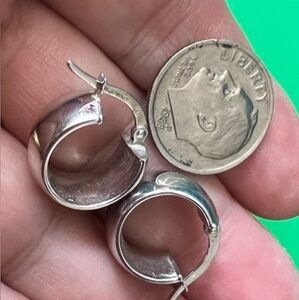 14K White Gold Chubby Hoop Earrings